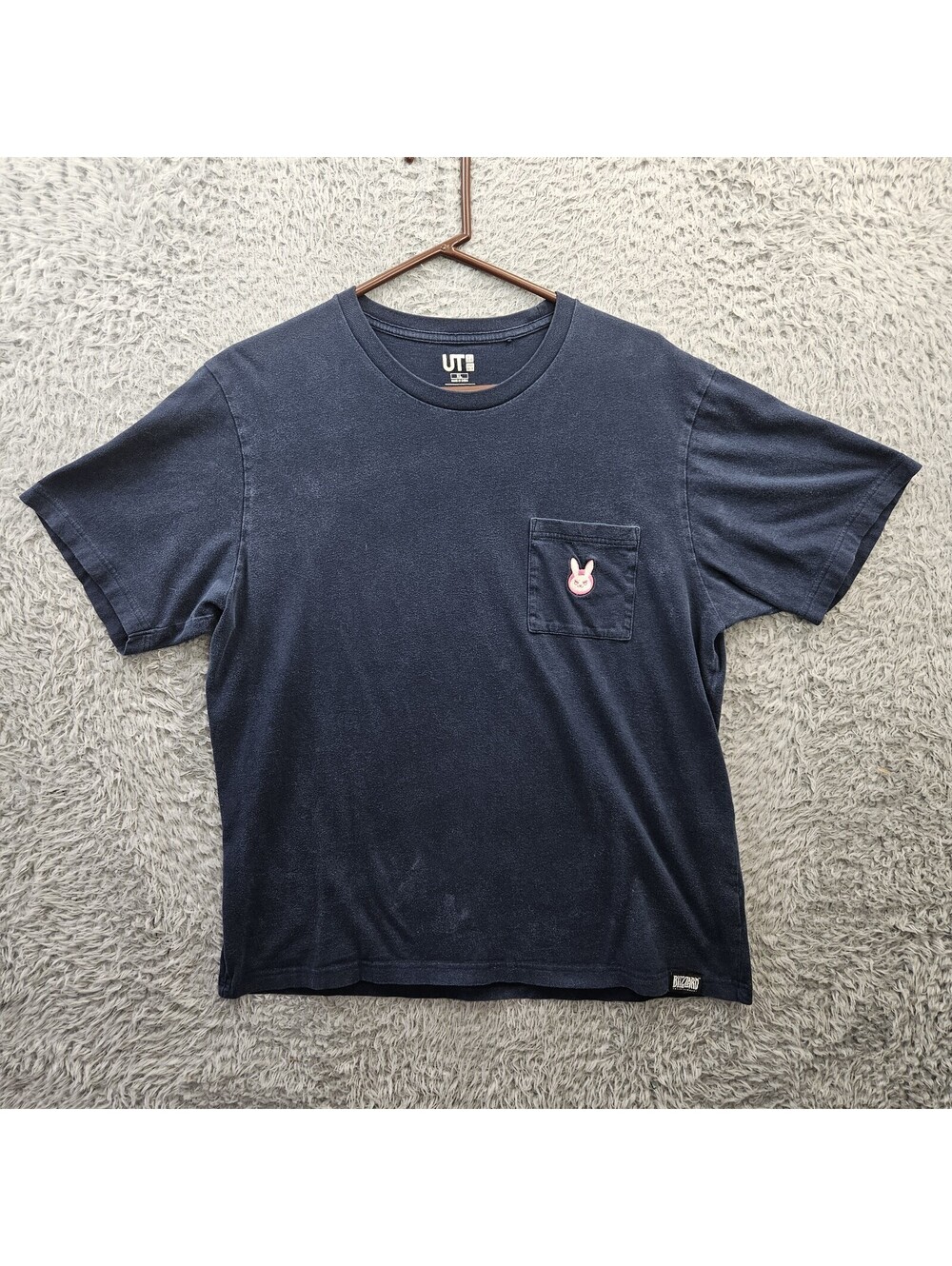 UT Uniqlo Overwatch T Shirt D VA Bunny Mech Pocket Tee Men XL Blue *Light